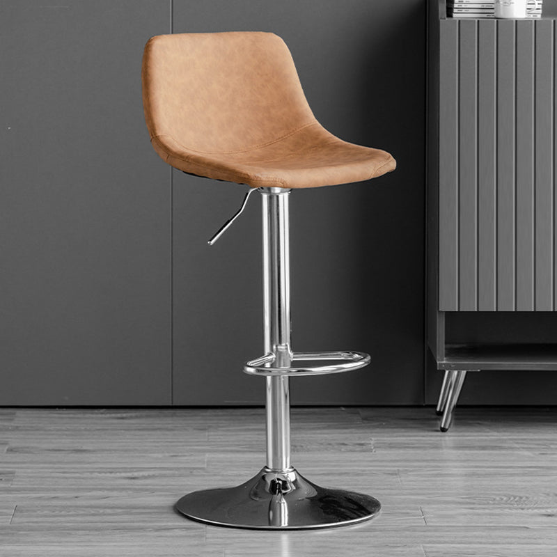 Rotatable and Liftable Counter Stool Industrial Leather Cushion Bar Stool Brown Silver 1 Piece Clearhalo 'Bar Furniture' 'Bar Stools' 'bar_stools' 'furniture_bar_stools' 'Kitchen & Dining Furniture' 'kitchen&dining_furn' 'kitchen' 'kitchen_furn' Furniture' 4182361