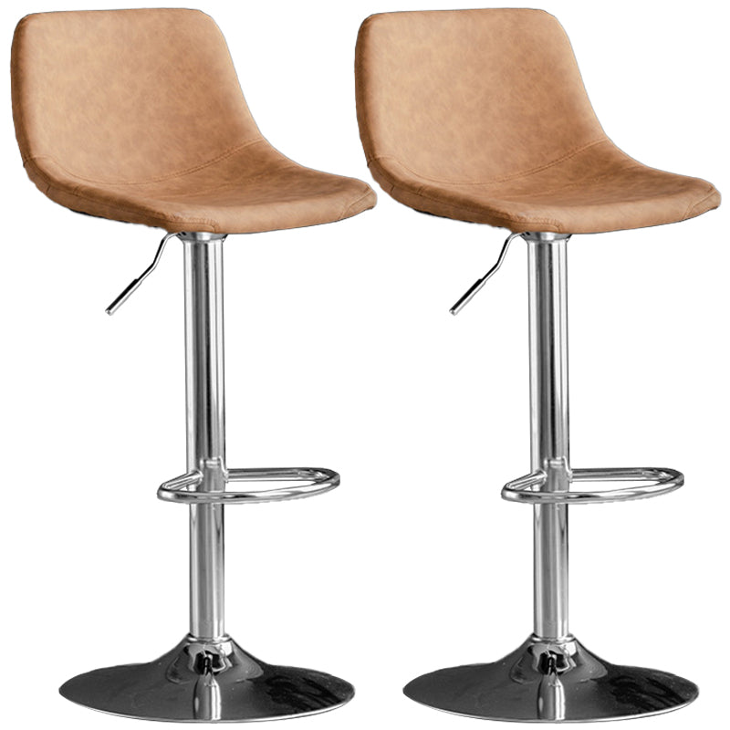 Rotatable and Liftable Counter Stool Industrial Leather Cushion Bar Stool Brown Silver Set of 2 Clearhalo 'Bar Furniture' 'Bar Stools' 'bar_stools' 'furniture_bar_stools' 'Kitchen & Dining Furniture' 'kitchen&dining_furn' 'kitchen' 'kitchen_furn' Furniture' 4182364
