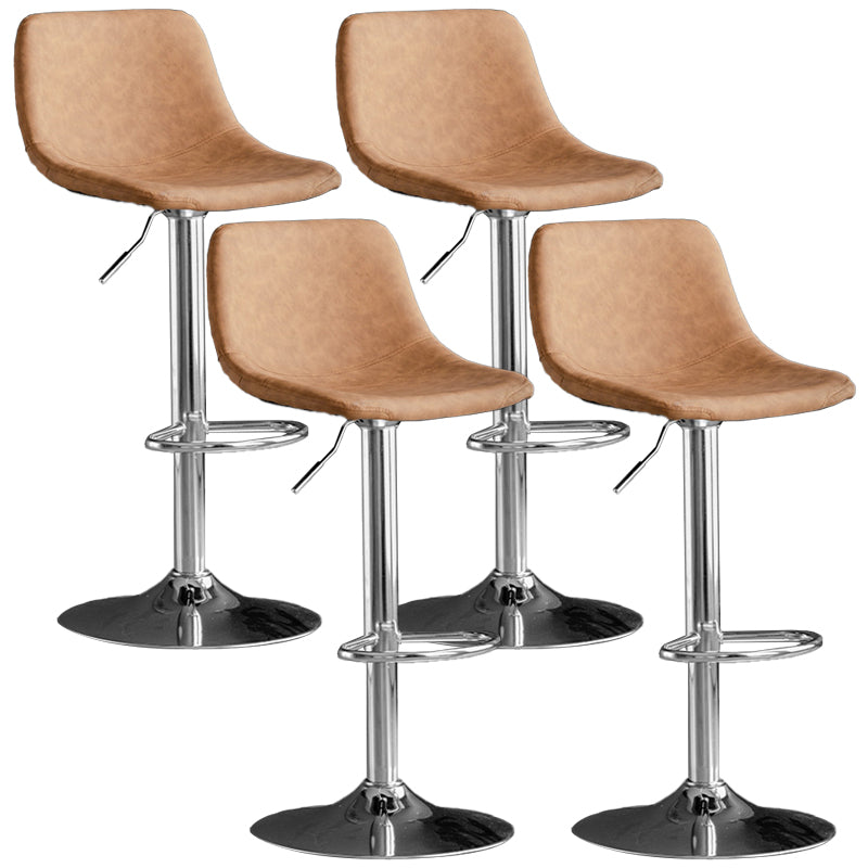 Rotatable and Liftable Counter Stool Industrial Leather Cushion Bar Stool Brown Silver Set of 4 Clearhalo 'Bar Furniture' 'Bar Stools' 'bar_stools' 'furniture_bar_stools' 'Kitchen & Dining Furniture' 'kitchen&dining_furn' 'kitchen' 'kitchen_furn' Furniture' 4182366