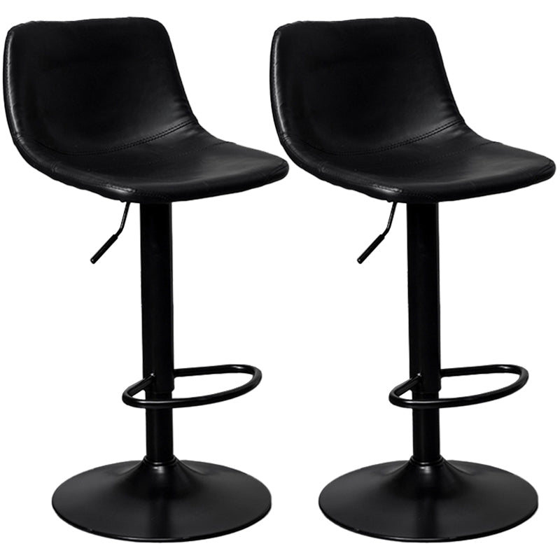 Rotatable and Liftable Counter Stool Industrial Leather Cushion Bar Stool Black Black Set of 2 Clearhalo 'Bar Furniture' 'Bar Stools' 'bar_stools' 'furniture_bar_stools' 'Kitchen & Dining Furniture' 'kitchen&dining_furn' 'kitchen' 'kitchen_furn' Furniture' 4182370