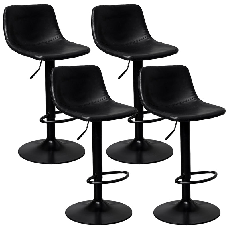 Rotatable and Liftable Counter Stool Industrial Leather Cushion Bar Stool Black Black Set of 4 Clearhalo 'Bar Furniture' 'Bar Stools' 'bar_stools' 'furniture_bar_stools' 'Kitchen & Dining Furniture' 'kitchen&dining_furn' 'kitchen' 'kitchen_furn' Furniture' 4182371