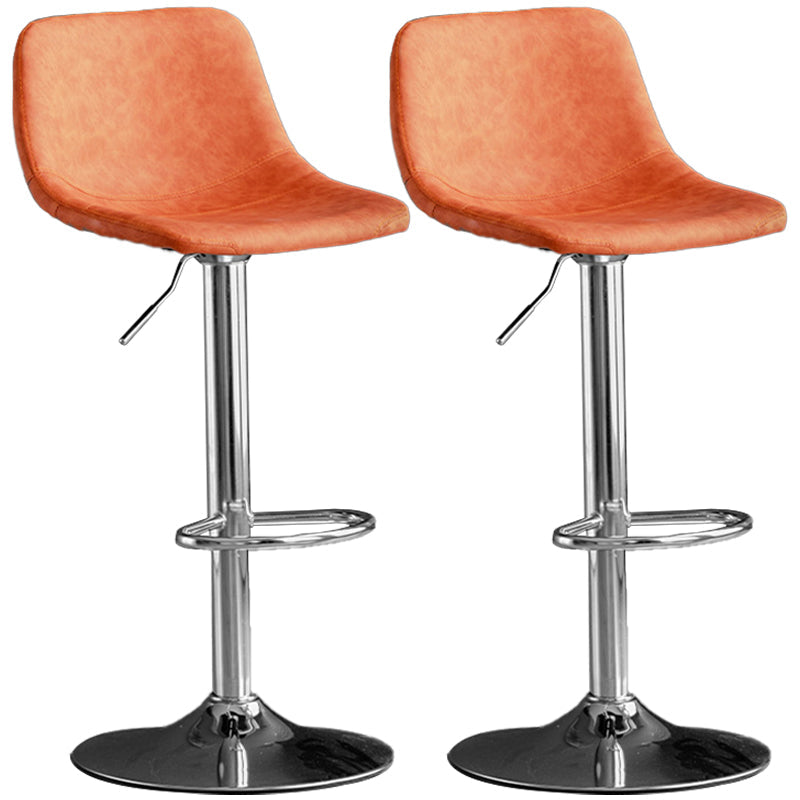 Rotatable and Liftable Counter Stool Industrial Leather Cushion Bar Stool Orange Silver Set of 2 Clearhalo 'Bar Furniture' 'Bar Stools' 'bar_stools' 'furniture_bar_stools' 'Kitchen & Dining Furniture' 'kitchen&dining_furn' 'kitchen' 'kitchen_furn' Furniture' 4182378