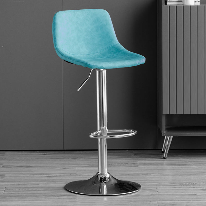 Rotatable and Liftable Counter Stool Industrial Leather Cushion Bar Stool Blue Silver 1 Piece Clearhalo 'Bar Furniture' 'Bar Stools' 'bar_stools' 'furniture_bar_stools' 'Kitchen & Dining Furniture' 'kitchen&dining_furn' 'kitchen' 'kitchen_furn' Furniture' 4182383