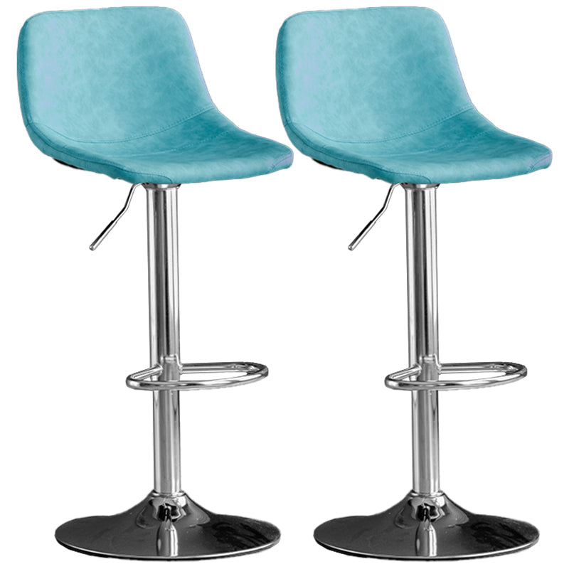 Rotatable and Liftable Counter Stool Industrial Leather Cushion Bar Stool Blue Silver Set of 2 Clearhalo 'Bar Furniture' 'Bar Stools' 'bar_stools' 'furniture_bar_stools' 'Kitchen & Dining Furniture' 'kitchen&dining_furn' 'kitchen' 'kitchen_furn' Furniture' 4182384