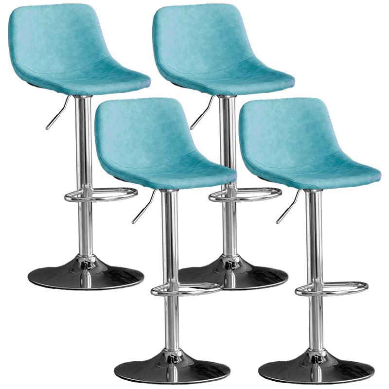 Rotatable and Liftable Counter Stool Industrial Leather Cushion Bar Stool Blue Silver Set of 4 Clearhalo 'Bar Furniture' 'Bar Stools' 'bar_stools' 'furniture_bar_stools' 'Kitchen & Dining Furniture' 'kitchen&dining_furn' 'kitchen' 'kitchen_furn' Furniture' 4182385