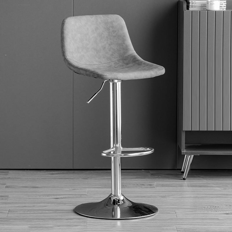 Rotatable and Liftable Counter Stool Industrial Leather Cushion Bar Stool Grey Silver 1 Piece Clearhalo 'Bar Furniture' 'Bar Stools' 'bar_stools' 'furniture_bar_stools' 'Kitchen & Dining Furniture' 'kitchen&dining_furn' 'kitchen' 'kitchen_furn' Furniture' 4182386