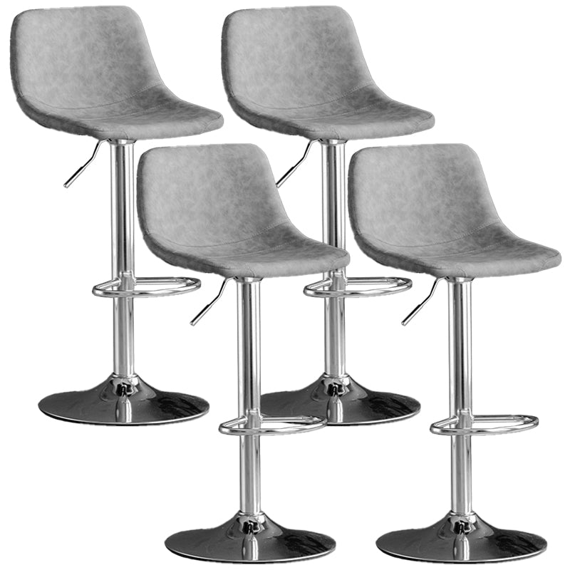 Rotatable and Liftable Counter Stool Industrial Leather Cushion Bar Stool Grey Silver Set of 4 Clearhalo 'Bar Furniture' 'Bar Stools' 'bar_stools' 'furniture_bar_stools' 'Kitchen & Dining Furniture' 'kitchen&dining_furn' 'kitchen' 'kitchen_furn' Furniture' 4182388