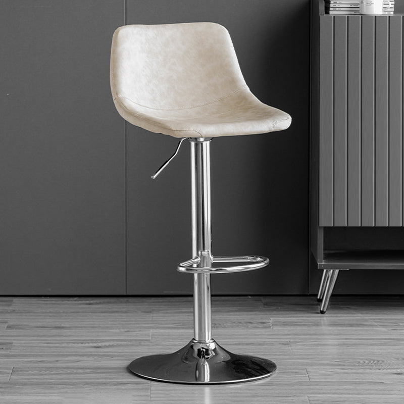 Rotatable and Liftable Counter Stool Industrial Leather Cushion Bar Stool White Silver 1 Piece Clearhalo 'Bar Furniture' 'Bar Stools' 'bar_stools' 'furniture_bar_stools' 'Kitchen & Dining Furniture' 'kitchen&dining_furn' 'kitchen' 'kitchen_furn' Furniture' 4182389