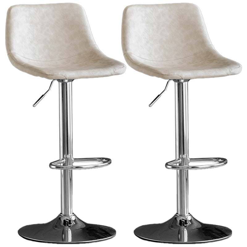Rotatable and Liftable Counter Stool Industrial Leather Cushion Bar Stool White Silver Set of 2 Clearhalo 'Bar Furniture' 'Bar Stools' 'bar_stools' 'furniture_bar_stools' 'Kitchen & Dining Furniture' 'kitchen&dining_furn' 'kitchen' 'kitchen_furn' Furniture' 4182390