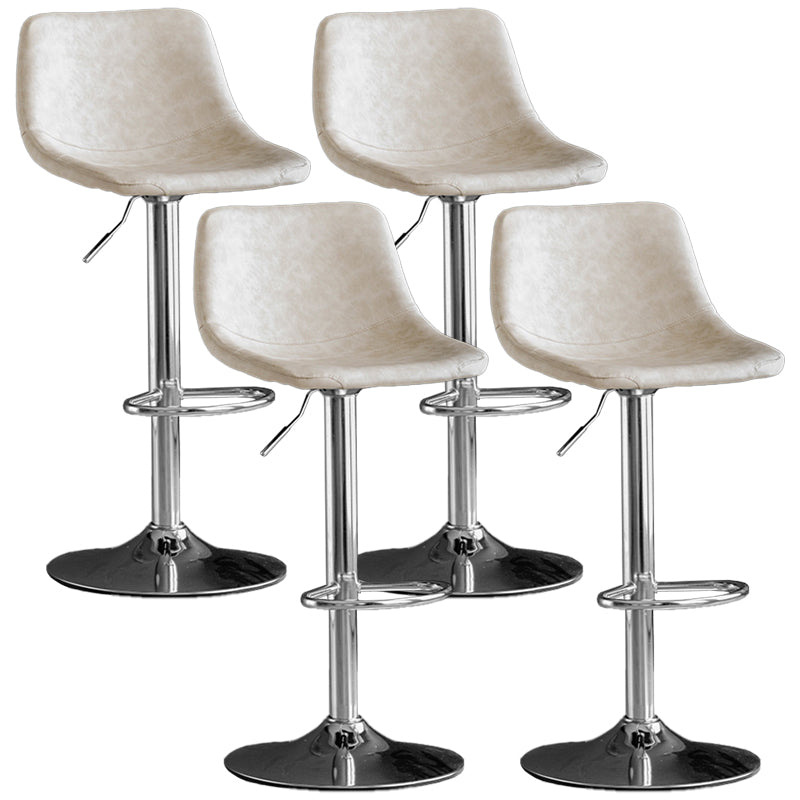 Rotatable and Liftable Counter Stool Industrial Leather Cushion Bar Stool White Silver Set of 4 Clearhalo 'Bar Furniture' 'Bar Stools' 'bar_stools' 'furniture_bar_stools' 'Kitchen & Dining Furniture' 'kitchen&dining_furn' 'kitchen' 'kitchen_furn' Furniture' 4182391