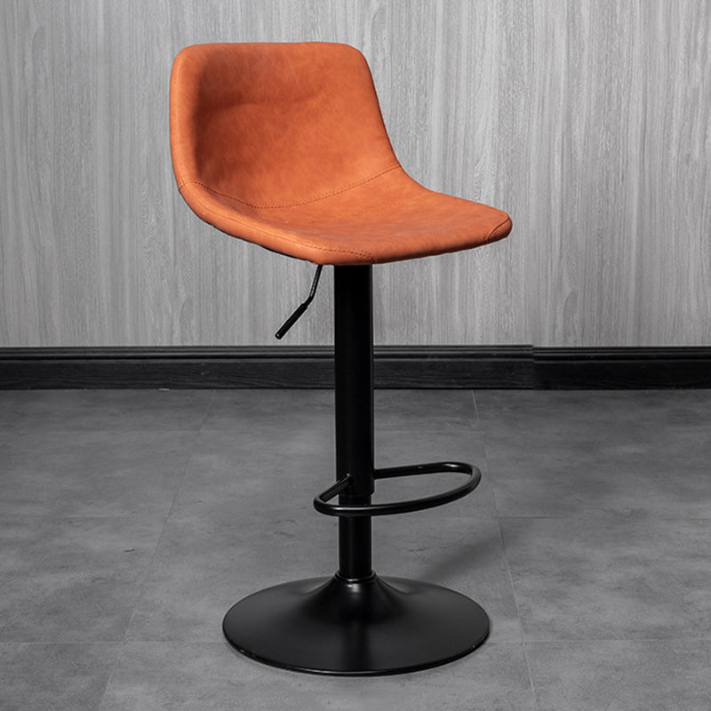 Rotatable and Liftable Counter Stool Industrial Leather Cushion Bar Stool Orange Black 1 Piece Clearhalo 'Bar Furniture' 'Bar Stools' 'bar_stools' 'furniture_bar_stools' 'Kitchen & Dining Furniture' 'kitchen&dining_furn' 'kitchen' 'kitchen_furn' Furniture' 4182392