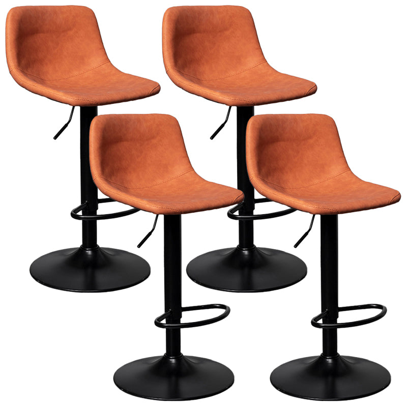 Rotatable and Liftable Counter Stool Industrial Leather Cushion Bar Stool Orange Black Set of 4 Clearhalo 'Bar Furniture' 'Bar Stools' 'bar_stools' 'furniture_bar_stools' 'Kitchen & Dining Furniture' 'kitchen&dining_furn' 'kitchen' 'kitchen_furn' Furniture' 4182394