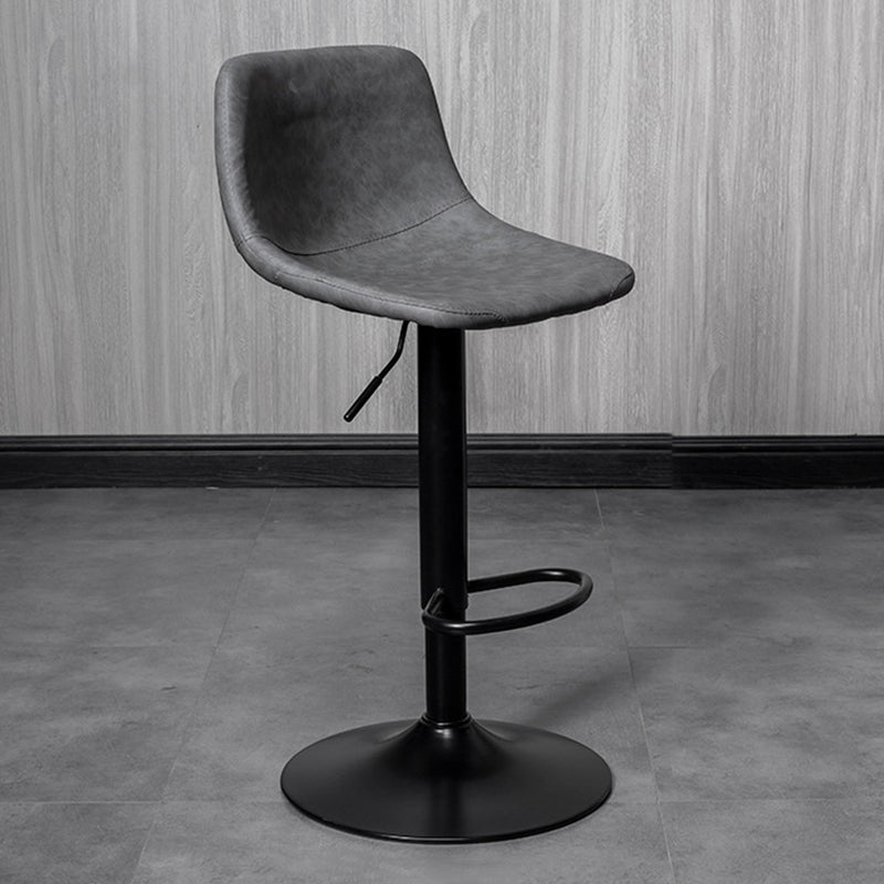 Rotatable and Liftable Counter Stool Industrial Leather Cushion Bar Stool Grey Black 1 Piece Clearhalo 'Bar Furniture' 'Bar Stools' 'bar_stools' 'furniture_bar_stools' 'Kitchen & Dining Furniture' 'kitchen&dining_furn' 'kitchen' 'kitchen_furn' Furniture' 4182395