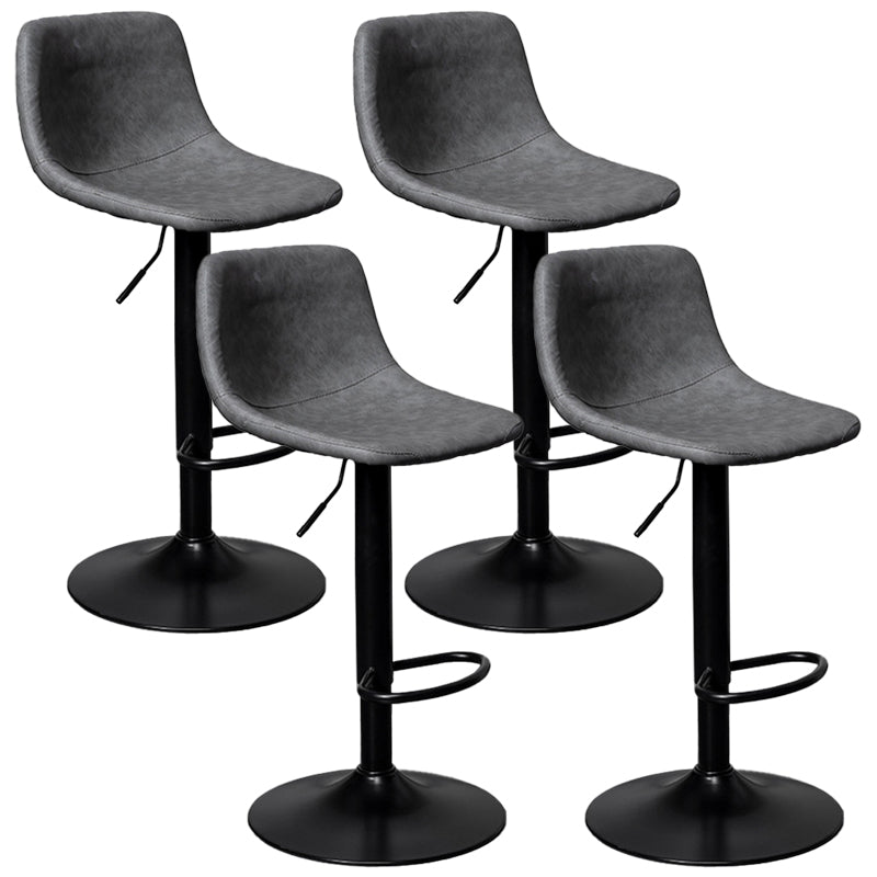 Rotatable and Liftable Counter Stool Industrial Leather Cushion Bar Stool Grey Black Set of 4 Clearhalo 'Bar Furniture' 'Bar Stools' 'bar_stools' 'furniture_bar_stools' 'Kitchen & Dining Furniture' 'kitchen&dining_furn' 'kitchen' 'kitchen_furn' Furniture' 4182397