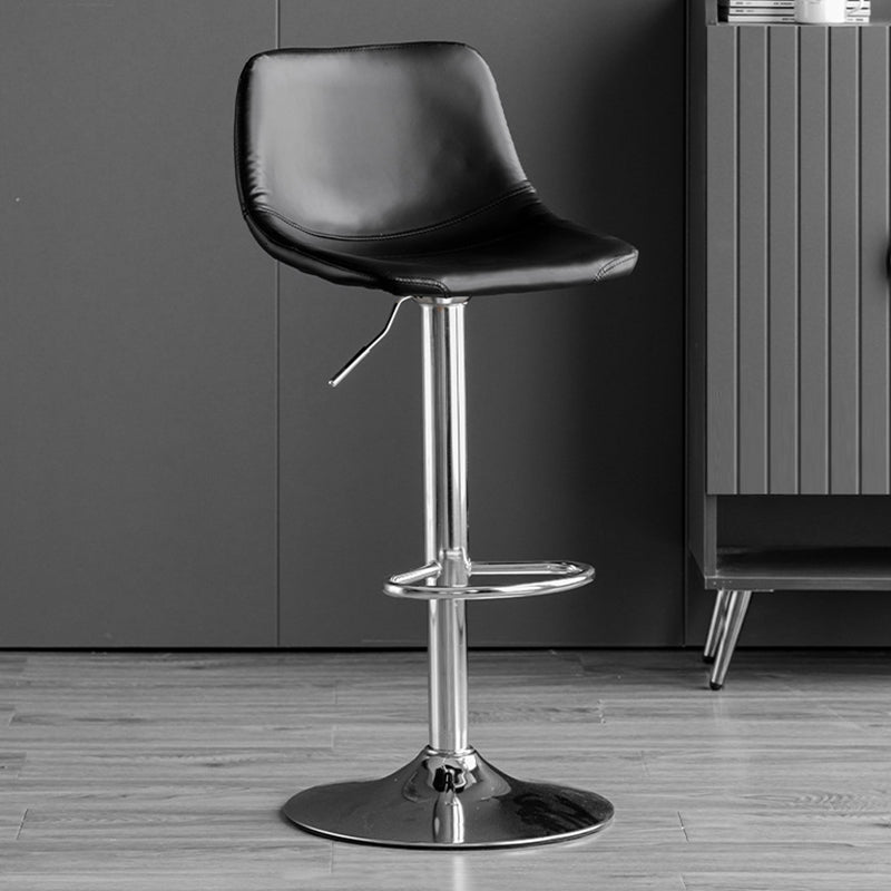Rotatable and Liftable Counter Stool Industrial Leather Cushion Bar Stool Black Silver 1 Piece Clearhalo 'Bar Furniture' 'Bar Stools' 'bar_stools' 'furniture_bar_stools' 'Kitchen & Dining Furniture' 'kitchen&dining_furn' 'kitchen' 'kitchen_furn' Furniture' 4182398