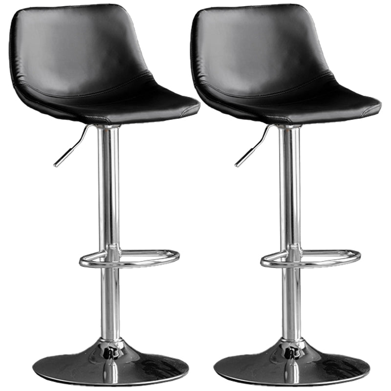 Rotatable and Liftable Counter Stool Industrial Leather Cushion Bar Stool Black Silver Set of 2 Clearhalo 'Bar Furniture' 'Bar Stools' 'bar_stools' 'furniture_bar_stools' 'Kitchen & Dining Furniture' 'kitchen&dining_furn' 'kitchen' 'kitchen_furn' Furniture' 4182399