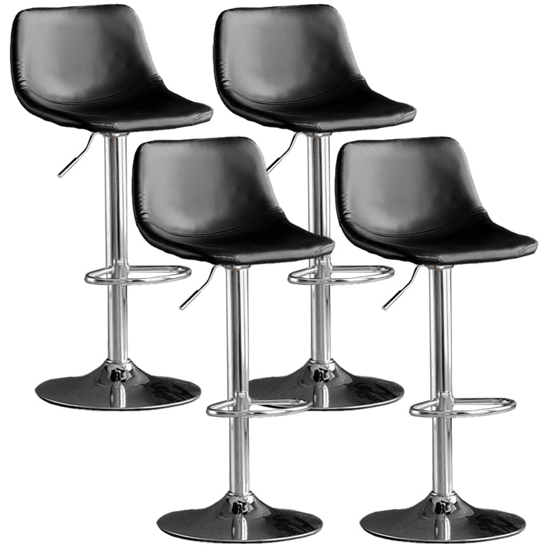 Rotatable and Liftable Counter Stool Industrial Leather Cushion Bar Stool Black Silver Set of 4 Clearhalo 'Bar Furniture' 'Bar Stools' 'bar_stools' 'furniture_bar_stools' 'Kitchen & Dining Furniture' 'kitchen&dining_furn' 'kitchen' 'kitchen_furn' Furniture' 4182400