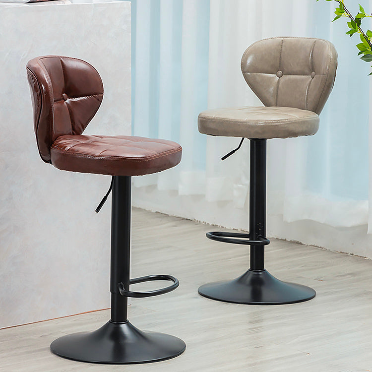 Industrial Style Leather Upholstered Barstool Adjustable Height Swivel Bar Stool Clearhalo 'Bar Furniture' 'Bar Stools' 'bar_stools' 'furniture_bar_stools' 'Kitchen & Dining Furniture' 'kitchen&dining_furn' 'kitchen' 'kitchen_furn' Furniture' 4182402