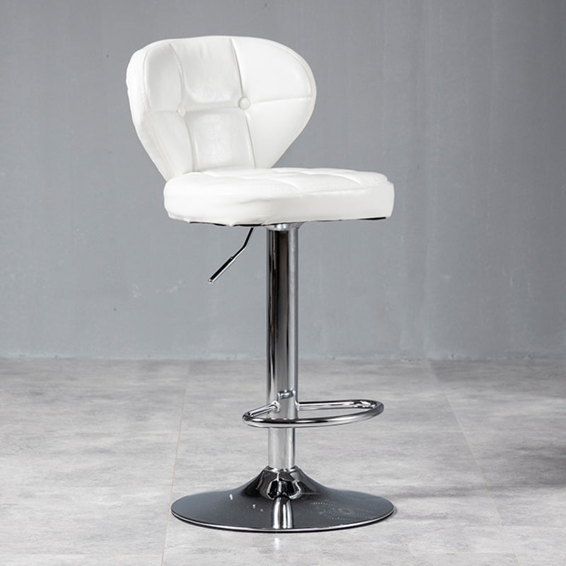 Industrial Style Leather Upholstered Barstool Adjustable Height Swivel Bar Stool White Silver 1 Piece Clearhalo 'Bar Furniture' 'Bar Stools' 'bar_stools' 'furniture_bar_stools' 'Kitchen & Dining Furniture' 'kitchen&dining_furn' 'kitchen' 'kitchen_furn' Furniture' 4182403