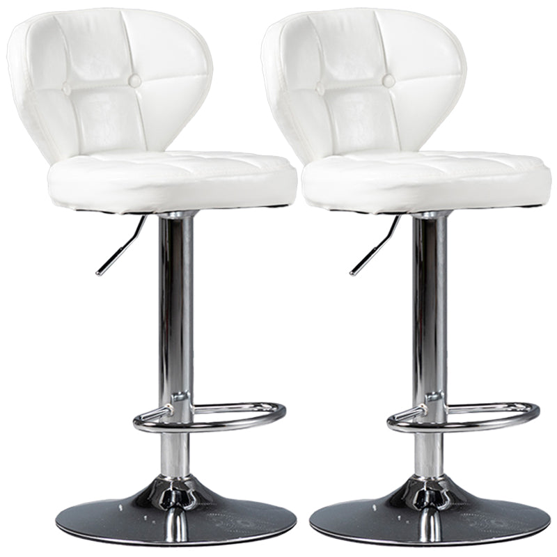Industrial Style Leather Upholstered Barstool Adjustable Height Swivel Bar Stool White Silver Set of 2 Clearhalo 'Bar Furniture' 'Bar Stools' 'bar_stools' 'furniture_bar_stools' 'Kitchen & Dining Furniture' 'kitchen&dining_furn' 'kitchen' 'kitchen_furn' Furniture' 4182404