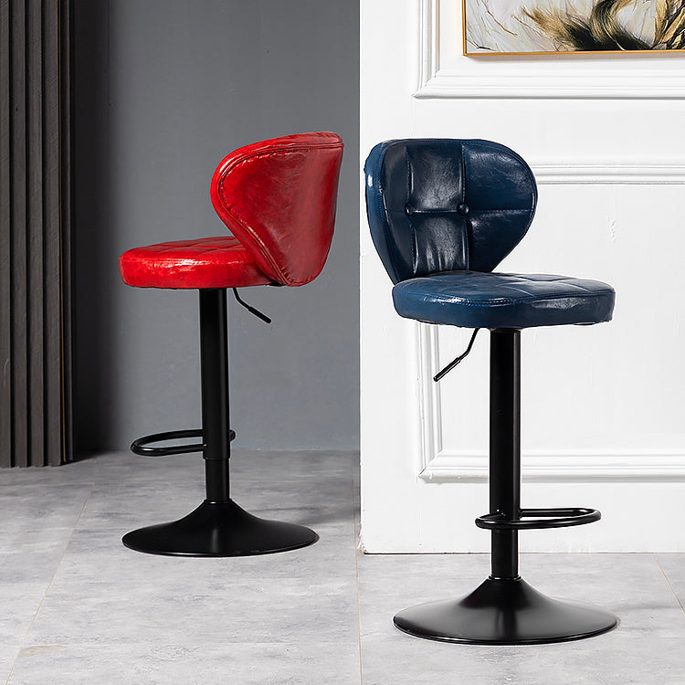 Industrial Style Leather Upholstered Barstool Adjustable Height Swivel Bar Stool Clearhalo 'Bar Furniture' 'Bar Stools' 'bar_stools' 'furniture_bar_stools' 'Kitchen & Dining Furniture' 'kitchen&dining_furn' 'kitchen' 'kitchen_furn' Furniture' 4182405