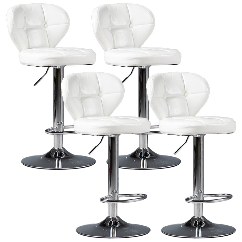 Industrial Style Leather Upholstered Barstool Adjustable Height Swivel Bar Stool White Silver Set of 4 Clearhalo 'Bar Furniture' 'Bar Stools' 'bar_stools' 'furniture_bar_stools' 'Kitchen & Dining Furniture' 'kitchen&dining_furn' 'kitchen' 'kitchen_furn' Furniture' 4182407