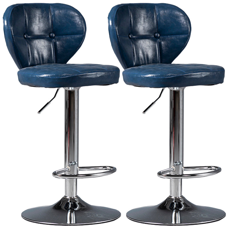 Industrial Style Leather Upholstered Barstool Adjustable Height Swivel Bar Stool Blue Silver Set of 2 Clearhalo 'Bar Furniture' 'Bar Stools' 'bar_stools' 'furniture_bar_stools' 'Kitchen & Dining Furniture' 'kitchen&dining_furn' 'kitchen' 'kitchen_furn' Furniture' 4182411