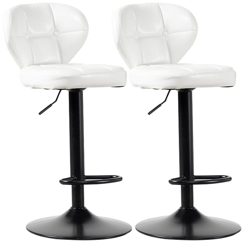 Industrial Style Leather Upholstered Barstool Adjustable Height Swivel Bar Stool White Black Set of 2 Clearhalo 'Bar Furniture' 'Bar Stools' 'bar_stools' 'furniture_bar_stools' 'Kitchen & Dining Furniture' 'kitchen&dining_furn' 'kitchen' 'kitchen_furn' Furniture' 4182417