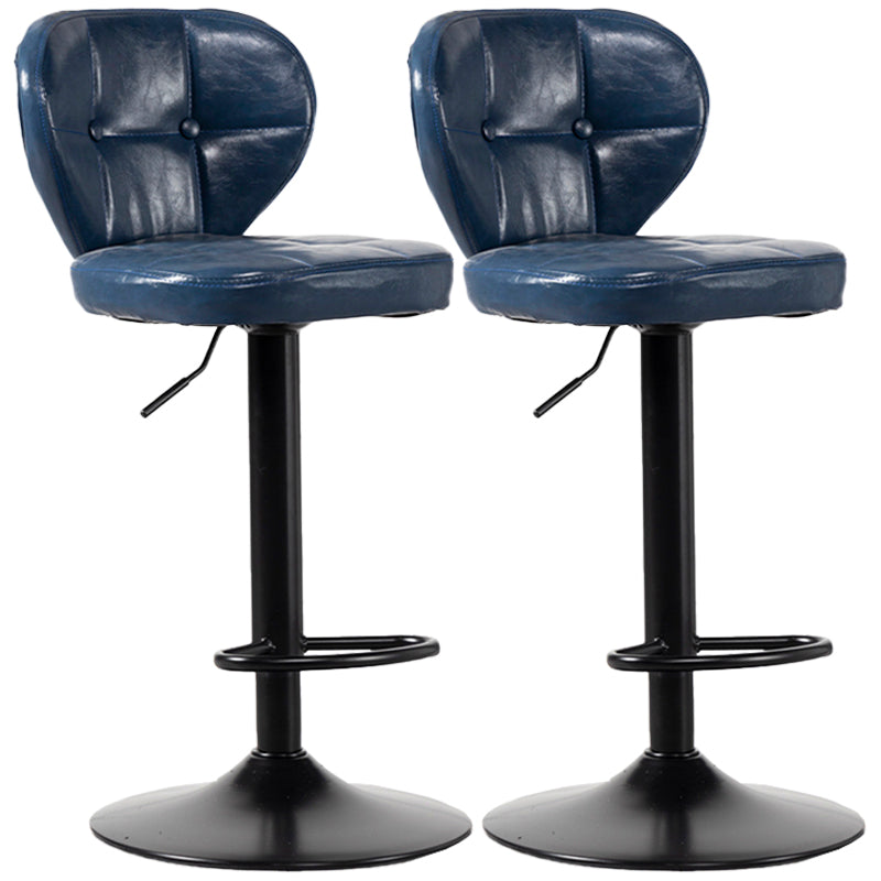 Industrial Style Leather Upholstered Barstool Adjustable Height Swivel Bar Stool Blue Black Set of 2 Clearhalo 'Bar Furniture' 'Bar Stools' 'bar_stools' 'furniture_bar_stools' 'Kitchen & Dining Furniture' 'kitchen&dining_furn' 'kitchen' 'kitchen_furn' Furniture' 4182420