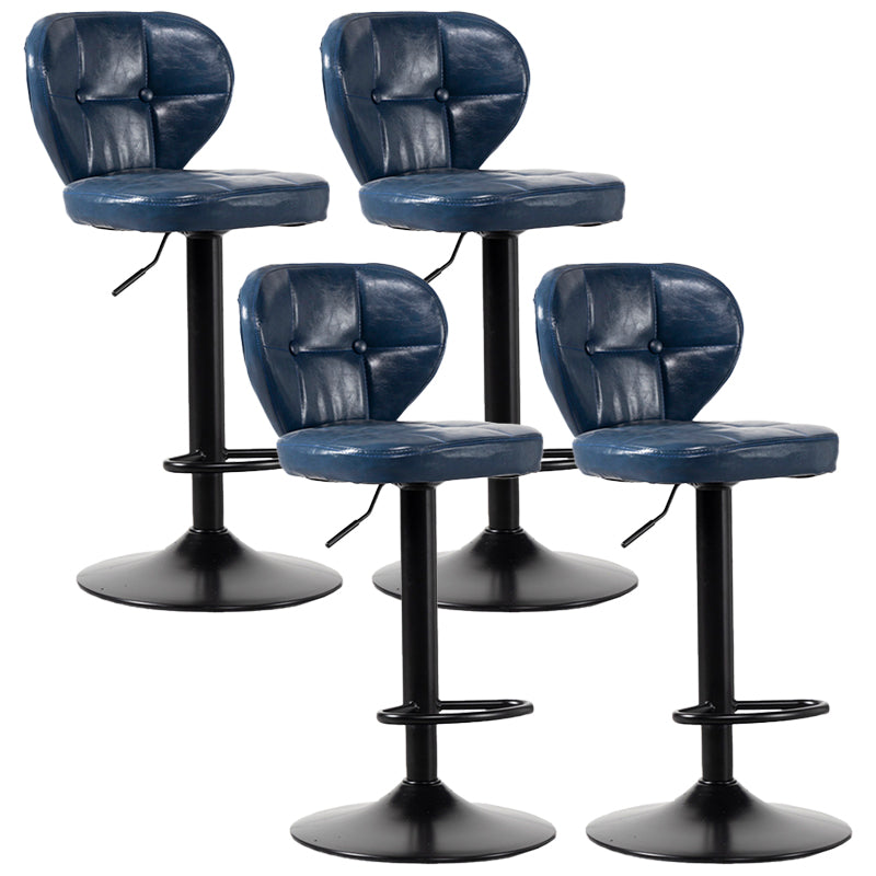 Industrial Style Leather Upholstered Barstool Adjustable Height Swivel Bar Stool Blue Black Set of 4 Clearhalo 'Bar Furniture' 'Bar Stools' 'bar_stools' 'furniture_bar_stools' 'Kitchen & Dining Furniture' 'kitchen&dining_furn' 'kitchen' 'kitchen_furn' Furniture' 4182421