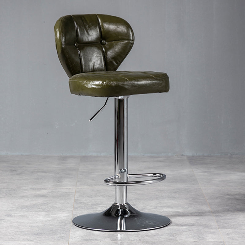 Industrial Style Leather Upholstered Barstool Adjustable Height Swivel Bar Stool Green Silver 1 Piece Clearhalo 'Bar Furniture' 'Bar Stools' 'bar_stools' 'furniture_bar_stools' 'Kitchen & Dining Furniture' 'kitchen&dining_furn' 'kitchen' 'kitchen_furn' Furniture' 4182422