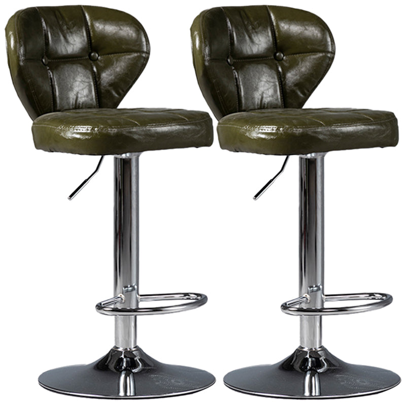 Industrial Style Leather Upholstered Barstool Adjustable Height Swivel Bar Stool Green Silver Set of 2 Clearhalo 'Bar Furniture' 'Bar Stools' 'bar_stools' 'furniture_bar_stools' 'Kitchen & Dining Furniture' 'kitchen&dining_furn' 'kitchen' 'kitchen_furn' Furniture' 4182423