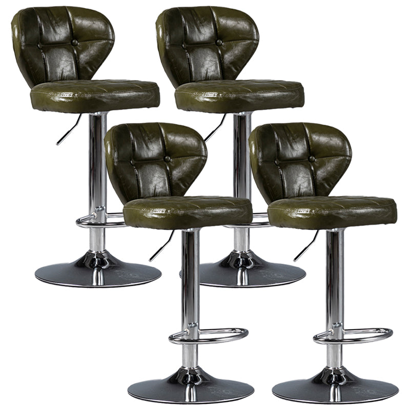 Industrial Style Leather Upholstered Barstool Adjustable Height Swivel Bar Stool Green Silver Set of 4 Clearhalo 'Bar Furniture' 'Bar Stools' 'bar_stools' 'furniture_bar_stools' 'Kitchen & Dining Furniture' 'kitchen&dining_furn' 'kitchen' 'kitchen_furn' Furniture' 4182424