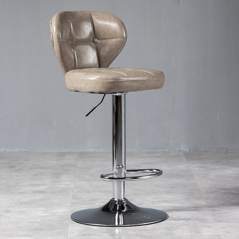 Industrial Style Leather Upholstered Barstool Adjustable Height Swivel Bar Stool Grey Silver 1 Piece Clearhalo 'Bar Furniture' 'Bar Stools' 'bar_stools' 'furniture_bar_stools' 'Kitchen & Dining Furniture' 'kitchen&dining_furn' 'kitchen' 'kitchen_furn' Furniture' 4182425