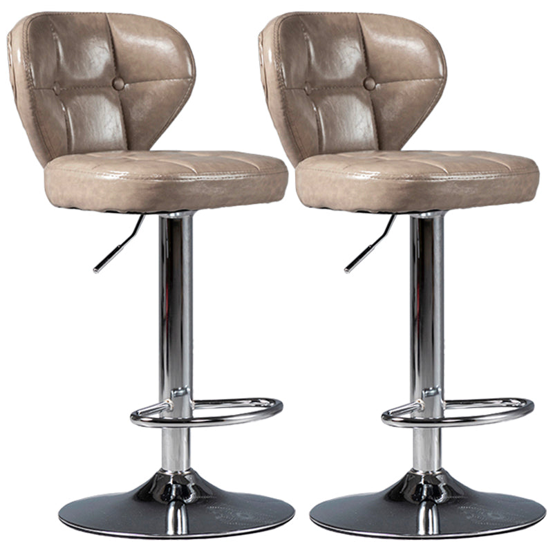 Industrial Style Leather Upholstered Barstool Adjustable Height Swivel Bar Stool Grey Silver Set of 2 Clearhalo 'Bar Furniture' 'Bar Stools' 'bar_stools' 'furniture_bar_stools' 'Kitchen & Dining Furniture' 'kitchen&dining_furn' 'kitchen' 'kitchen_furn' Furniture' 4182426