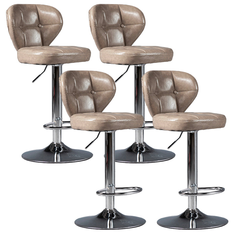 Industrial Style Leather Upholstered Barstool Adjustable Height Swivel Bar Stool Grey Silver Set of 4 Clearhalo 'Bar Furniture' 'Bar Stools' 'bar_stools' 'furniture_bar_stools' 'Kitchen & Dining Furniture' 'kitchen&dining_furn' 'kitchen' 'kitchen_furn' Furniture' 4182427