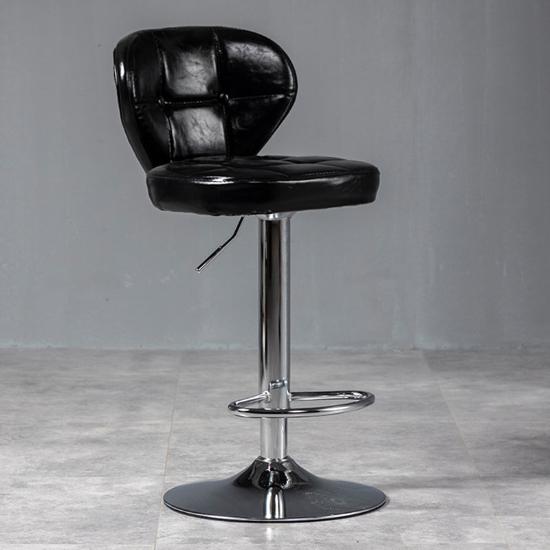 Industrial Style Leather Upholstered Barstool Adjustable Height Swivel Bar Stool Black Silver 1 Piece Clearhalo 'Bar Furniture' 'Bar Stools' 'bar_stools' 'furniture_bar_stools' 'Kitchen & Dining Furniture' 'kitchen&dining_furn' 'kitchen' 'kitchen_furn' Furniture' 4182428