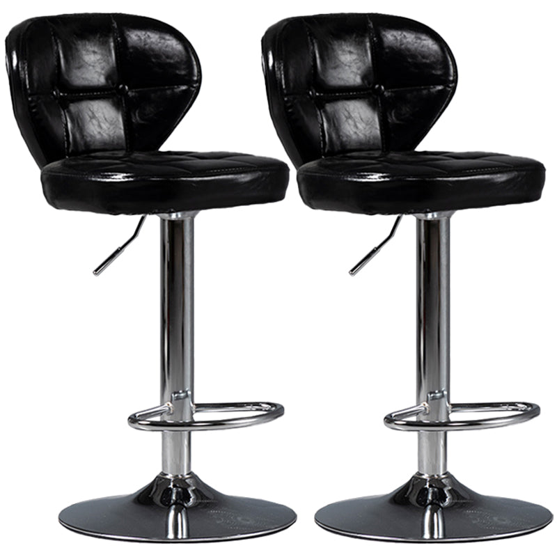 Industrial Style Leather Upholstered Barstool Adjustable Height Swivel Bar Stool Black Silver Set of 2 Clearhalo 'Bar Furniture' 'Bar Stools' 'bar_stools' 'furniture_bar_stools' 'Kitchen & Dining Furniture' 'kitchen&dining_furn' 'kitchen' 'kitchen_furn' Furniture' 4182429