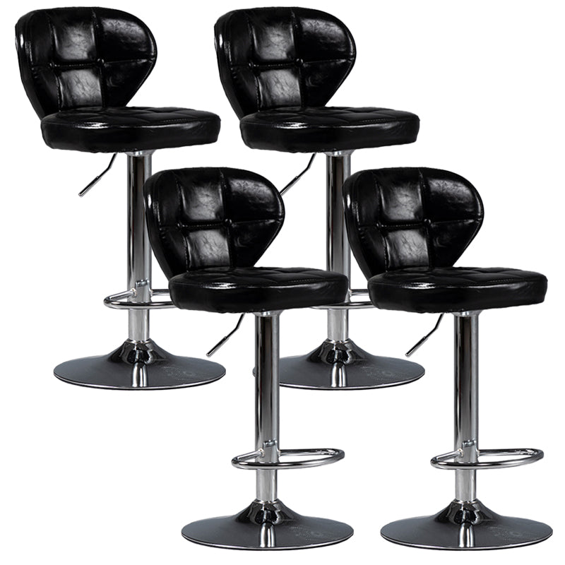 Industrial Style Leather Upholstered Barstool Adjustable Height Swivel Bar Stool Black Silver Set of 4 Clearhalo 'Bar Furniture' 'Bar Stools' 'bar_stools' 'furniture_bar_stools' 'Kitchen & Dining Furniture' 'kitchen&dining_furn' 'kitchen' 'kitchen_furn' Furniture' 4182430