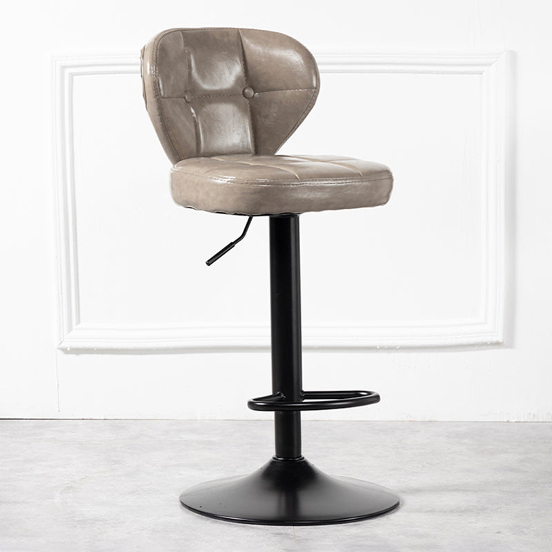 Industrial Style Leather Upholstered Barstool Adjustable Height Swivel Bar Stool Grey Black 1 Piece Clearhalo 'Bar Furniture' 'Bar Stools' 'bar_stools' 'furniture_bar_stools' 'Kitchen & Dining Furniture' 'kitchen&dining_furn' 'kitchen' 'kitchen_furn' Furniture' 4182431