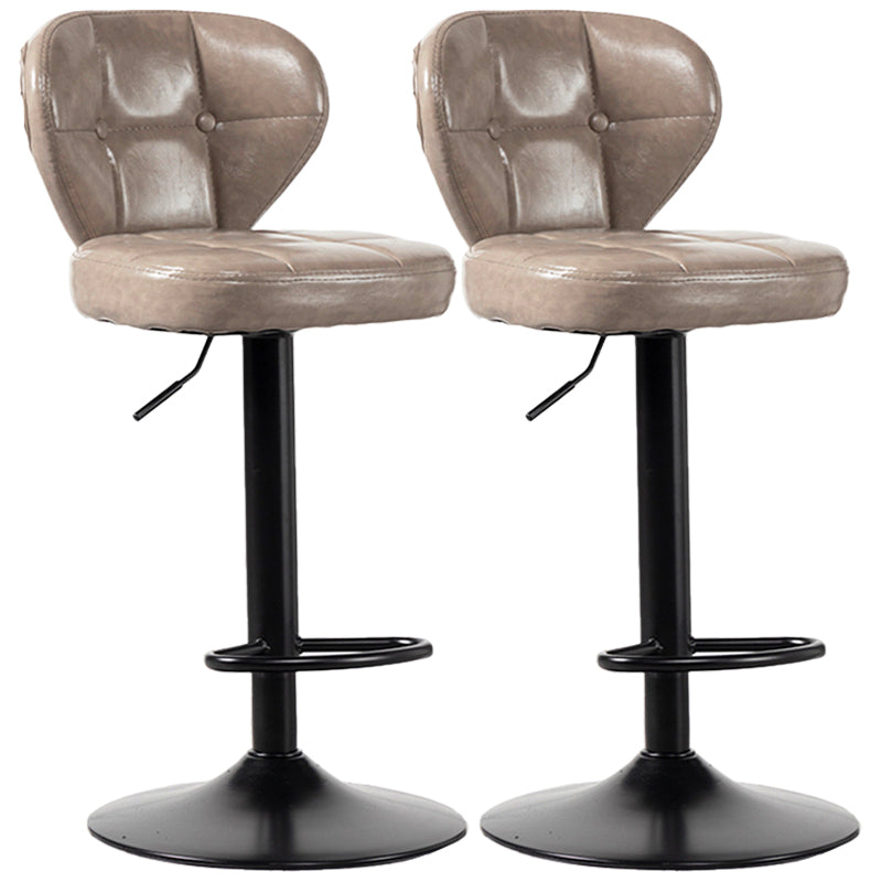 Industrial Style Leather Upholstered Barstool Adjustable Height Swivel Bar Stool Grey Black Set of 2 Clearhalo 'Bar Furniture' 'Bar Stools' 'bar_stools' 'furniture_bar_stools' 'Kitchen & Dining Furniture' 'kitchen&dining_furn' 'kitchen' 'kitchen_furn' Furniture' 4182432