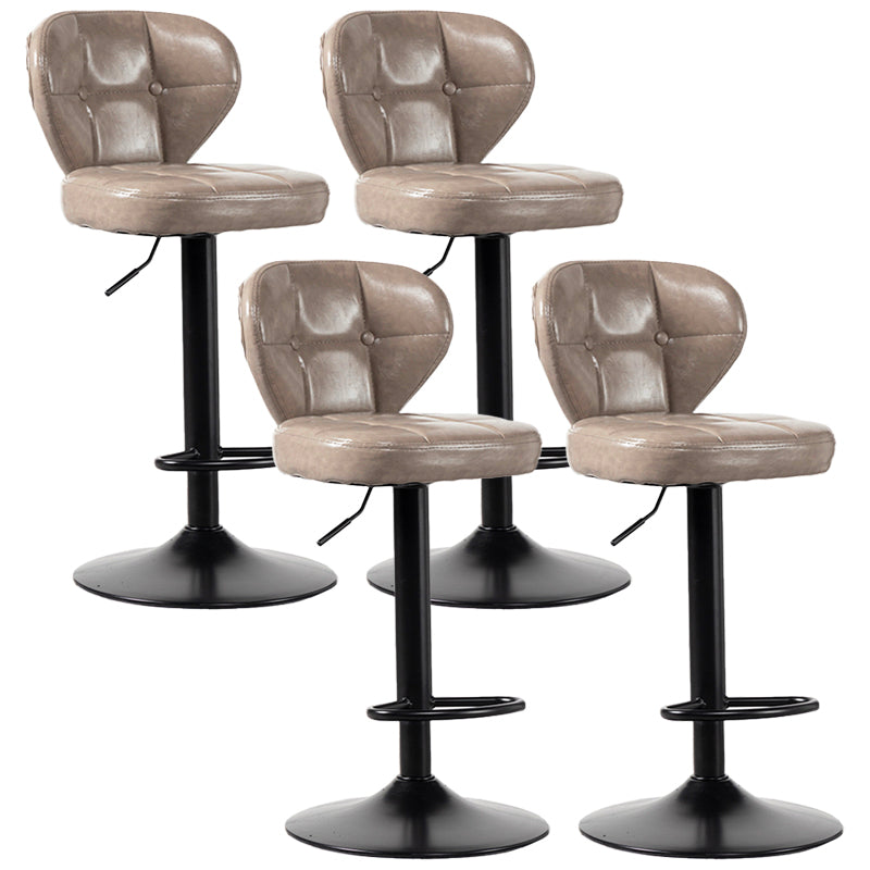 Industrial Style Leather Upholstered Barstool Adjustable Height Swivel Bar Stool Grey Black Set of 4 Clearhalo 'Bar Furniture' 'Bar Stools' 'bar_stools' 'furniture_bar_stools' 'Kitchen & Dining Furniture' 'kitchen&dining_furn' 'kitchen' 'kitchen_furn' Furniture' 4182433