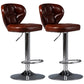 Industrial Style Leather Upholstered Barstool Adjustable Height Swivel Bar Stool Brown Silver Set of 2 Clearhalo 'Bar Furniture' 'Bar Stools' 'bar_stools' 'furniture_bar_stools' 'Kitchen & Dining Furniture' 'kitchen&dining_furn' 'kitchen' 'kitchen_furn' Furniture' 4182435