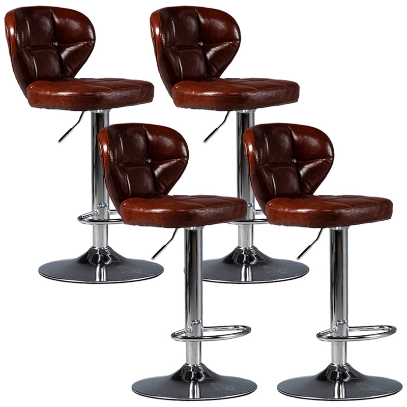 Industrial Style Leather Upholstered Barstool Adjustable Height Swivel Bar Stool Brown Silver Set of 4 Clearhalo 'Bar Furniture' 'Bar Stools' 'bar_stools' 'furniture_bar_stools' 'Kitchen & Dining Furniture' 'kitchen&dining_furn' 'kitchen' 'kitchen_furn' Furniture' 4182436