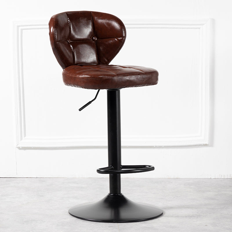 Industrial Style Leather Upholstered Barstool Adjustable Height Swivel Bar Stool Brown Black 1 Piece Clearhalo 'Bar Furniture' 'Bar Stools' 'bar_stools' 'furniture_bar_stools' 'Kitchen & Dining Furniture' 'kitchen&dining_furn' 'kitchen' 'kitchen_furn' Furniture' 4182437