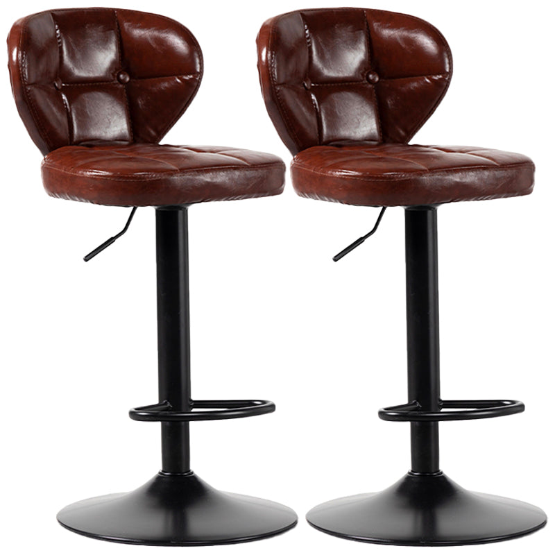 Industrial Style Leather Upholstered Barstool Adjustable Height Swivel Bar Stool Brown Black Set of 2 Clearhalo 'Bar Furniture' 'Bar Stools' 'bar_stools' 'furniture_bar_stools' 'Kitchen & Dining Furniture' 'kitchen&dining_furn' 'kitchen' 'kitchen_furn' Furniture' 4182438