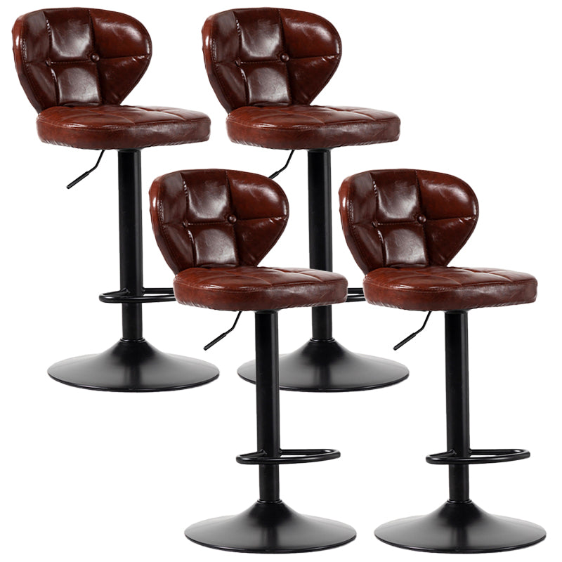 Industrial Style Leather Upholstered Barstool Adjustable Height Swivel Bar Stool Brown Black Set of 4 Clearhalo 'Bar Furniture' 'Bar Stools' 'bar_stools' 'furniture_bar_stools' 'Kitchen & Dining Furniture' 'kitchen&dining_furn' 'kitchen' 'kitchen_furn' Furniture' 4182439