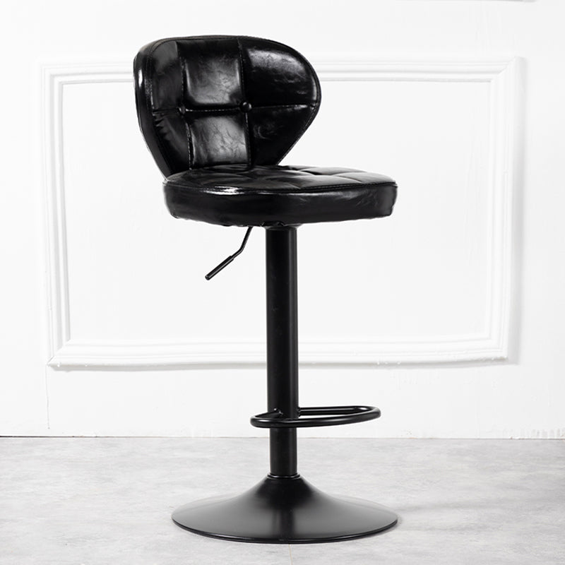 Industrial Style Leather Upholstered Barstool Adjustable Height Swivel Bar Stool Black Black 1 Piece Clearhalo 'Bar Furniture' 'Bar Stools' 'bar_stools' 'furniture_bar_stools' 'Kitchen & Dining Furniture' 'kitchen&dining_furn' 'kitchen' 'kitchen_furn' Furniture' 4182440