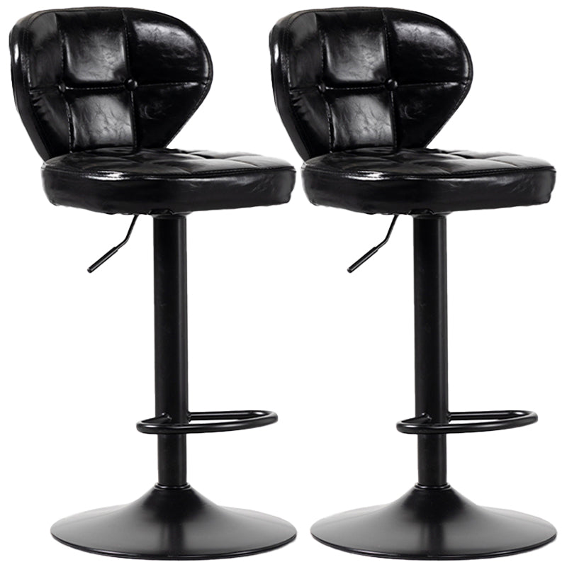 Industrial Style Leather Upholstered Barstool Adjustable Height Swivel Bar Stool Black Black Set of 2 Clearhalo 'Bar Furniture' 'Bar Stools' 'bar_stools' 'furniture_bar_stools' 'Kitchen & Dining Furniture' 'kitchen&dining_furn' 'kitchen' 'kitchen_furn' Furniture' 4182441