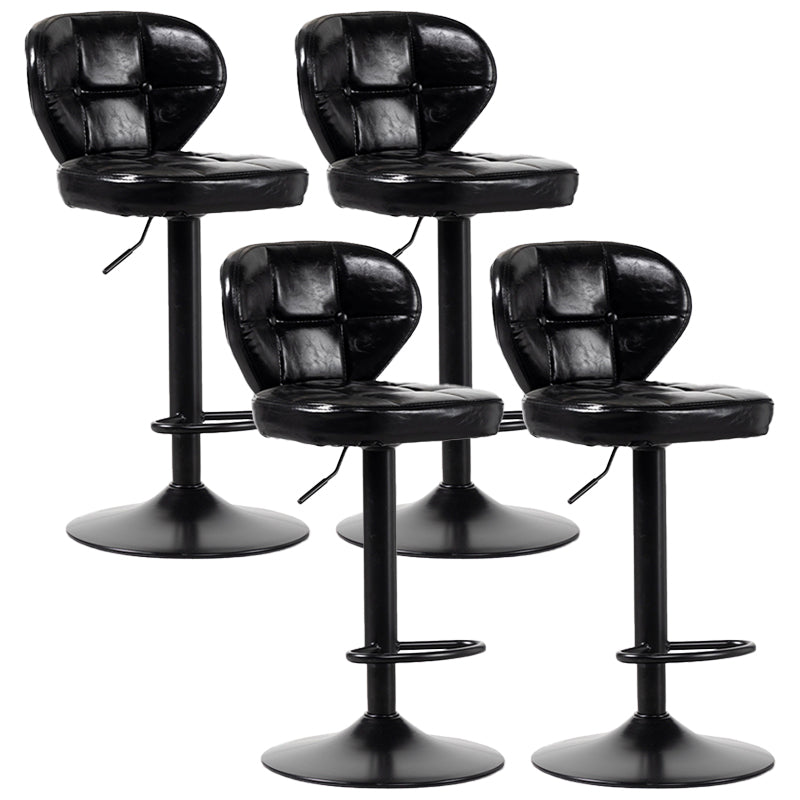 Industrial Style Leather Upholstered Barstool Adjustable Height Swivel Bar Stool Black Black Set of 4 Clearhalo 'Bar Furniture' 'Bar Stools' 'bar_stools' 'furniture_bar_stools' 'Kitchen & Dining Furniture' 'kitchen&dining_furn' 'kitchen' 'kitchen_furn' Furniture' 4182442
